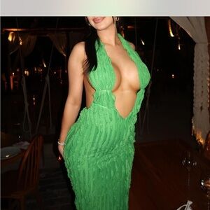Elegant Green Halter Dress